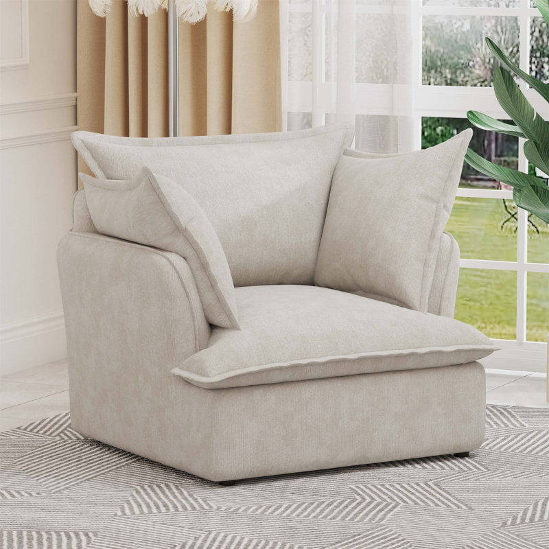 Canapé simple moderne en chenille avec accoudoirs pour le salon et la chambre à coucher, une pièce décorative confortable et élégante