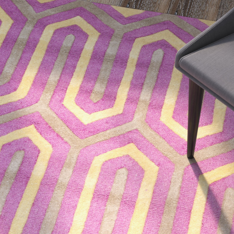 Deedgra Hand Tufted Wool Geometric Rug, Runner 2'6" x 8'
