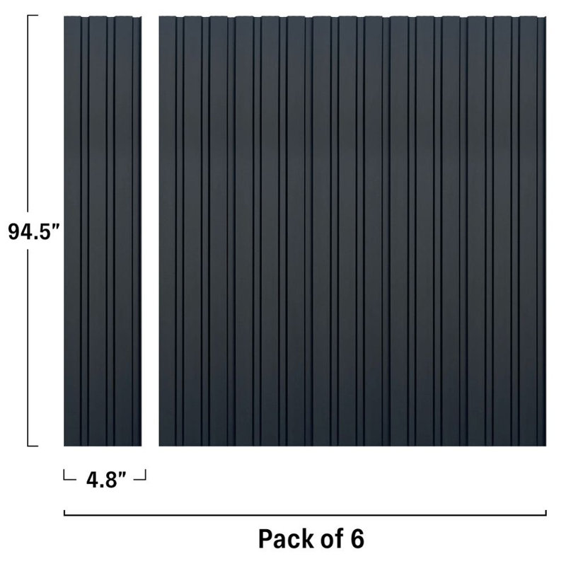 Panneaux muraux 3D Concord | Imperméable | 94,5 po x 4,8 po chacun | 17,5 pieds carrés, Noir