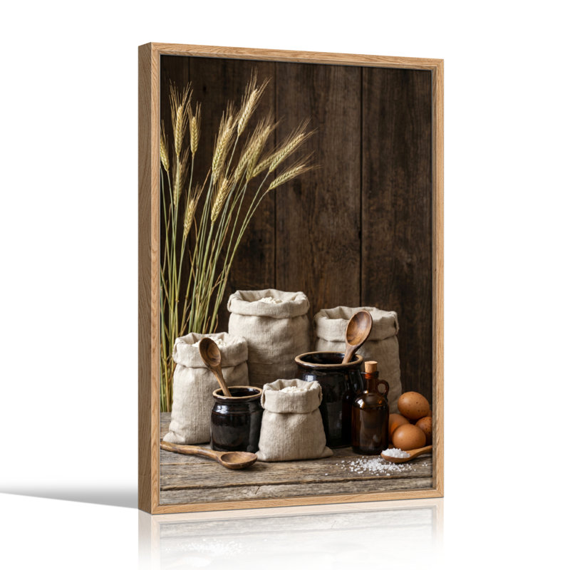 Ensemble de 1 tableau sur toile rustique représentant une ferme, H 18 po x l 12 po, Naturel