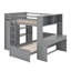 Lit mezzanine double avec lit autonome, tablettes, bureau et garde-robe-118032730