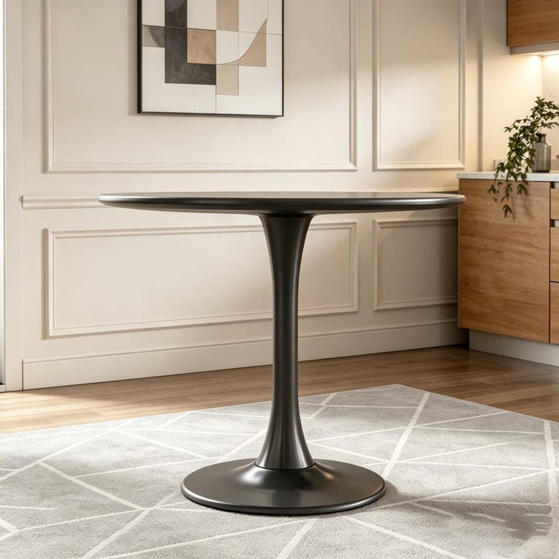 Modern Round Dining Table, Black 1