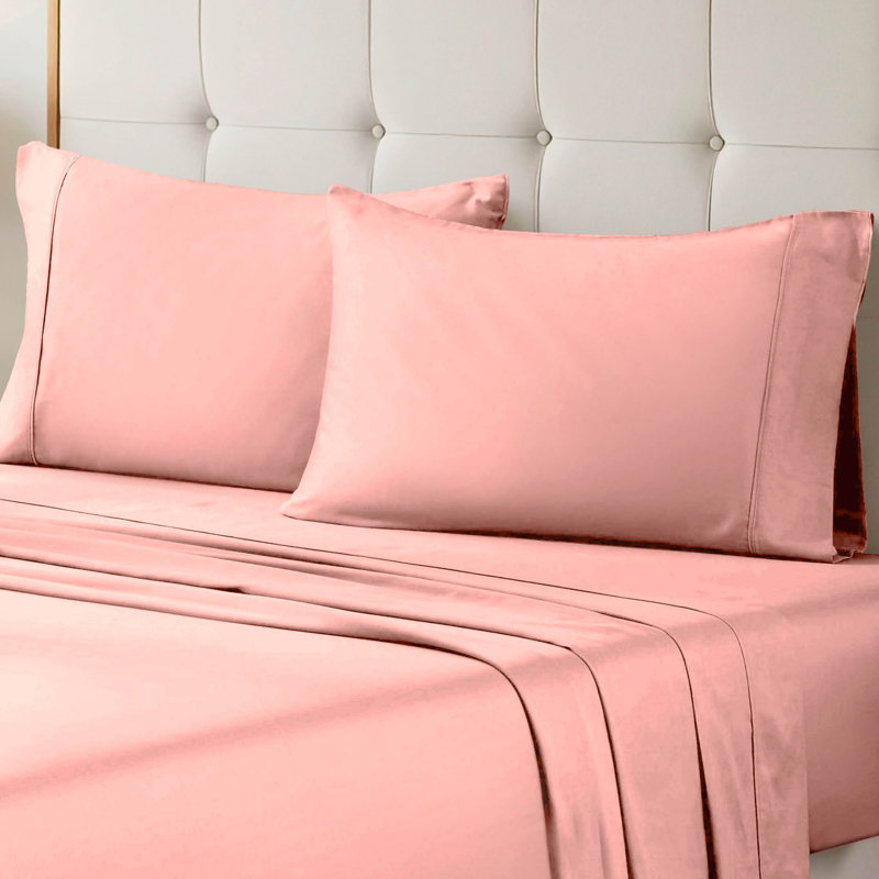 Luxury 700 Thread Count Certified Certified Egyptian Cotton Sateen Pillowcase, Standard, Pink