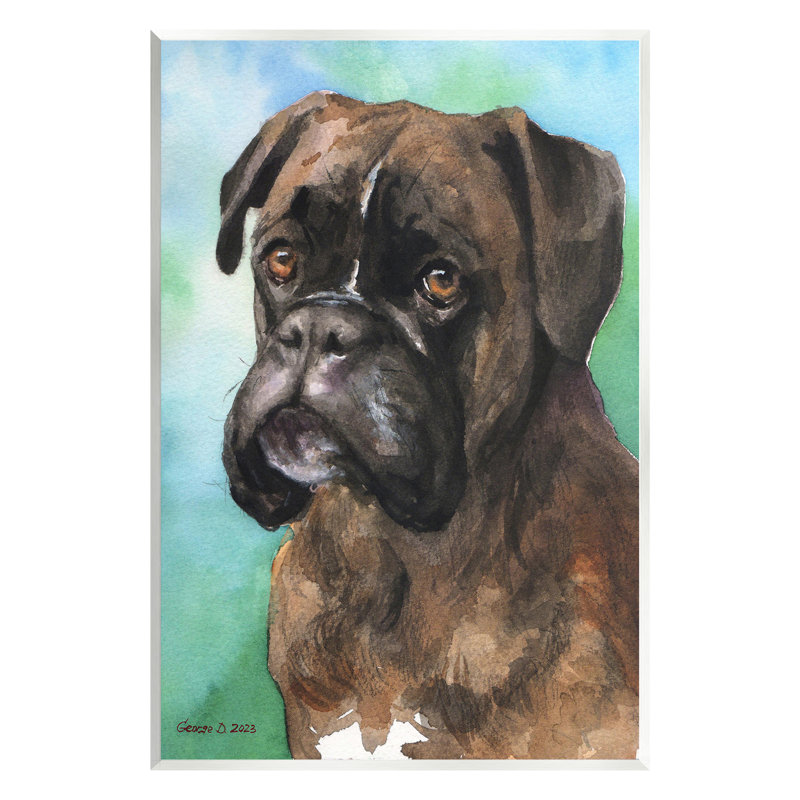 Plaque murale représentant un boxer, œuvre de GeorgeDyachenkoArt, H 19 po x l 13 po