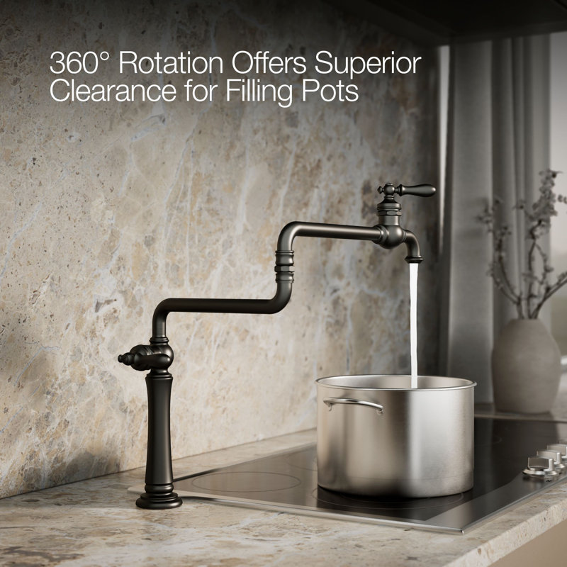 Artifacts® Single-Hole Deck-Mount Pot Filler with Extended Spout, Matte Black