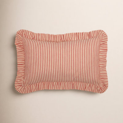 Ruffled Cotton Reversible Throw Pillow