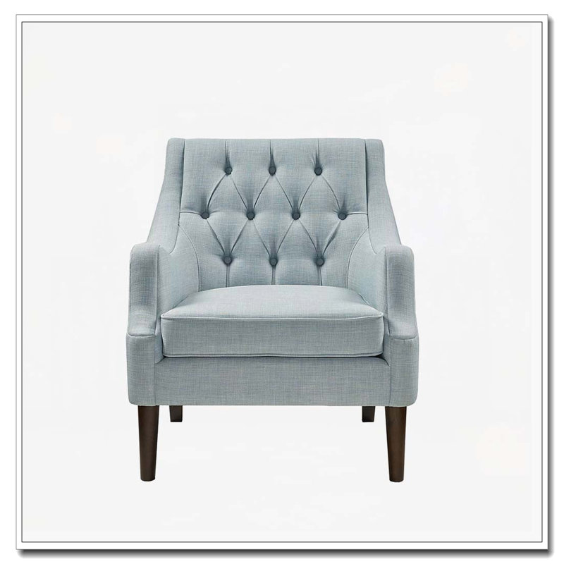 Fauteuil d'appoint capitonné, Bleu cendré