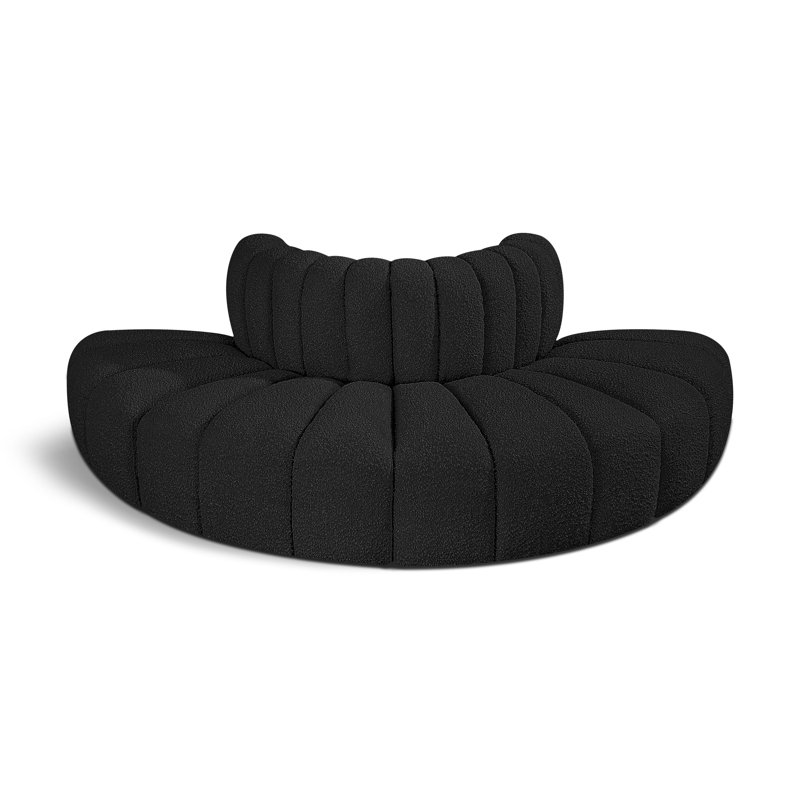 Canapé et méridienne rembourrés Iyleena, Tissu bouclé noir