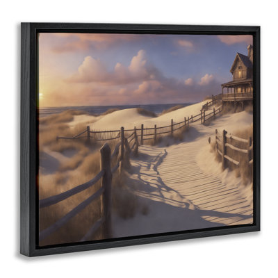 Hampton Dunes Landscape Gold Framed Floater Canvas Wall Art by Noah Bay
