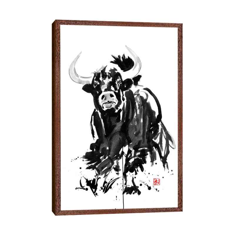 Buffalo by Péchane - Print on Canvas, Classic Brown Wood Framed, 152.5 cm H x 101.5 cm W