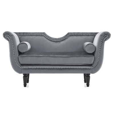 Celestine Velvet Glam Bench With Nailhead Trim & Curved Arms