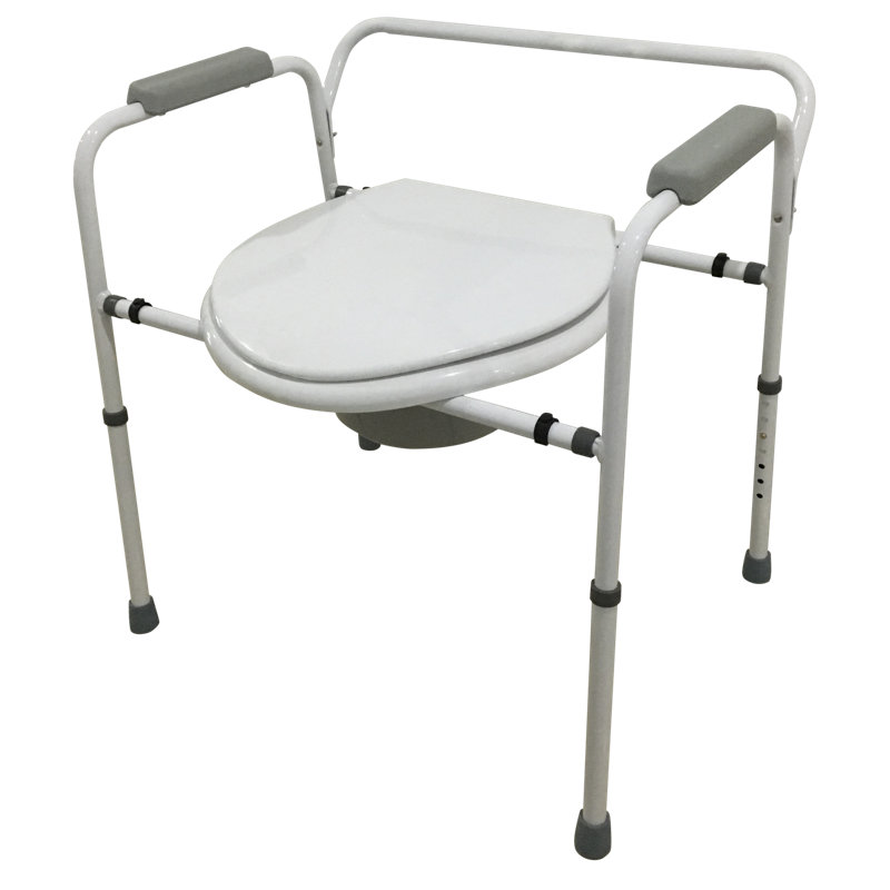 Adjustable White Aluminum Bariatric Commode Chair