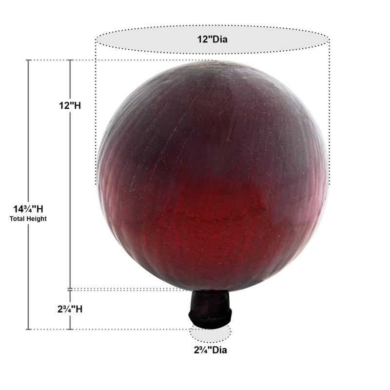 Red Crackled Glass 12" Gazing Globe