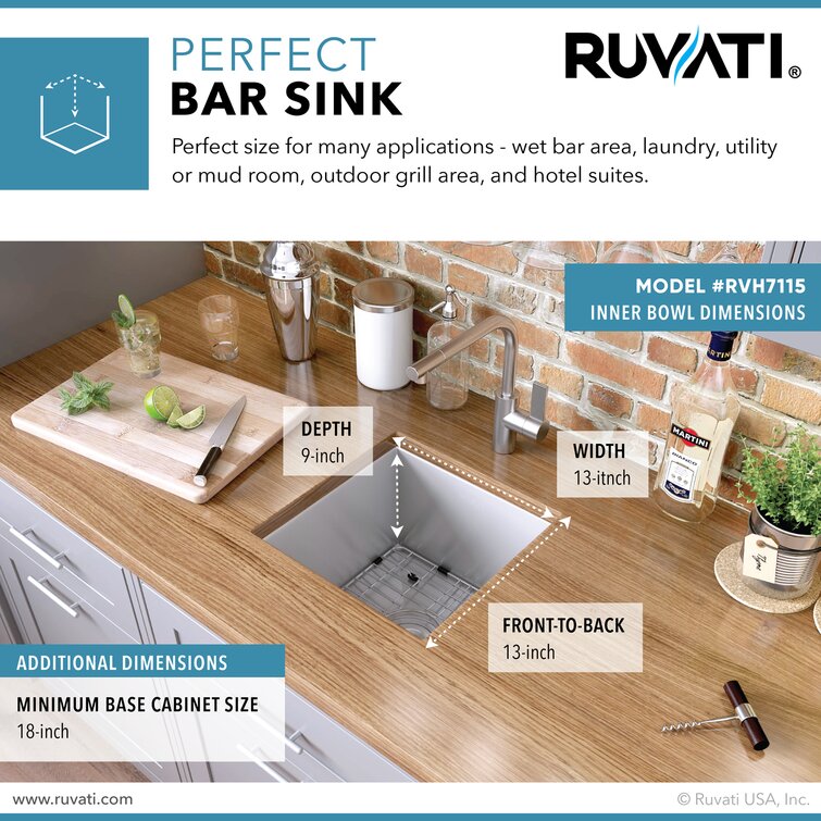 Ruvati Nesta 15'' L Undermount Single Bowl Stainless Steel Kitchen Sink   Reviews Wayfair