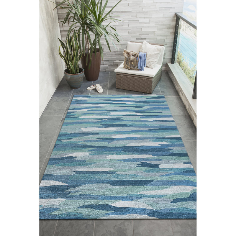 Theriot Performance Hand Tufted Abstract Indoor / Outdoor Rug, Rectangle 7'6" x 9'6"