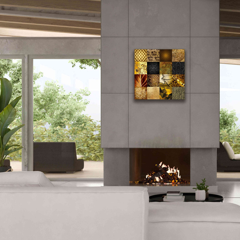 «Tiles Decor Gold» par GraphINC Studio, reproduction sur toile tendue, H 26 po x l 26 po x P 1,5 po