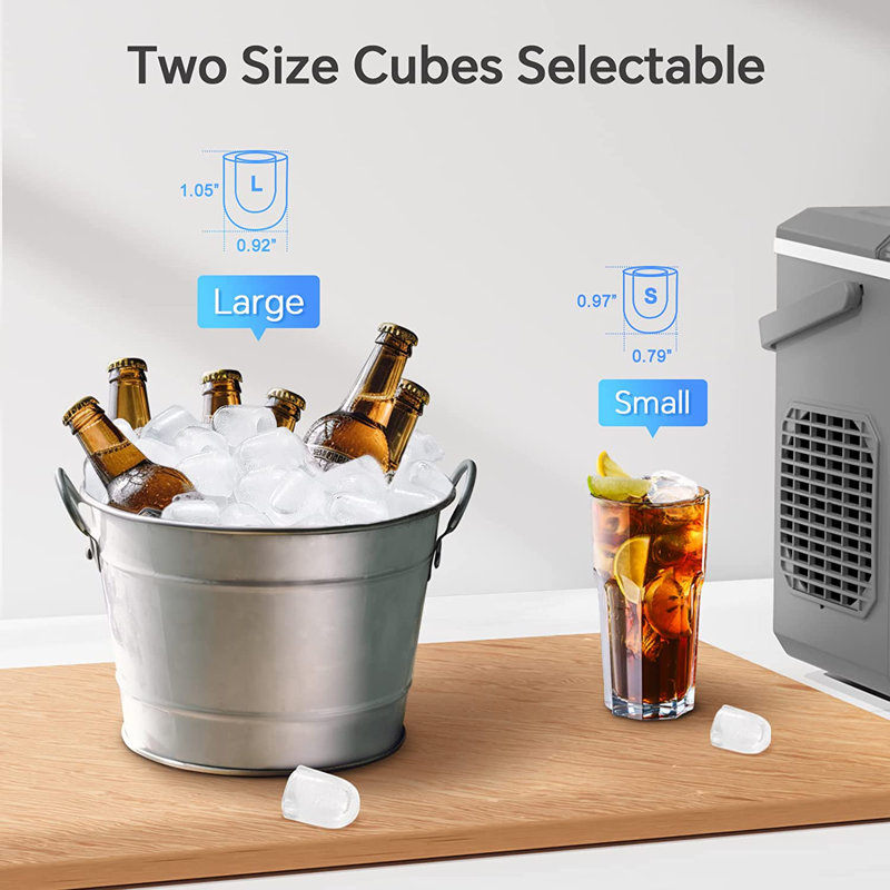COWSAR 26 Lb. lb. Daily Production Bullet Ice Countertop Ice Maker,9 Ice Cubes Ready in 6 Mins,2 Ice Cube Sizes Available,Automatic Cleaning