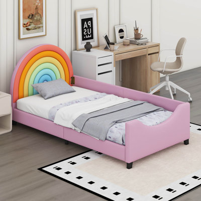 Atie Twin Daybed With Rainbow Upholstered Headboard