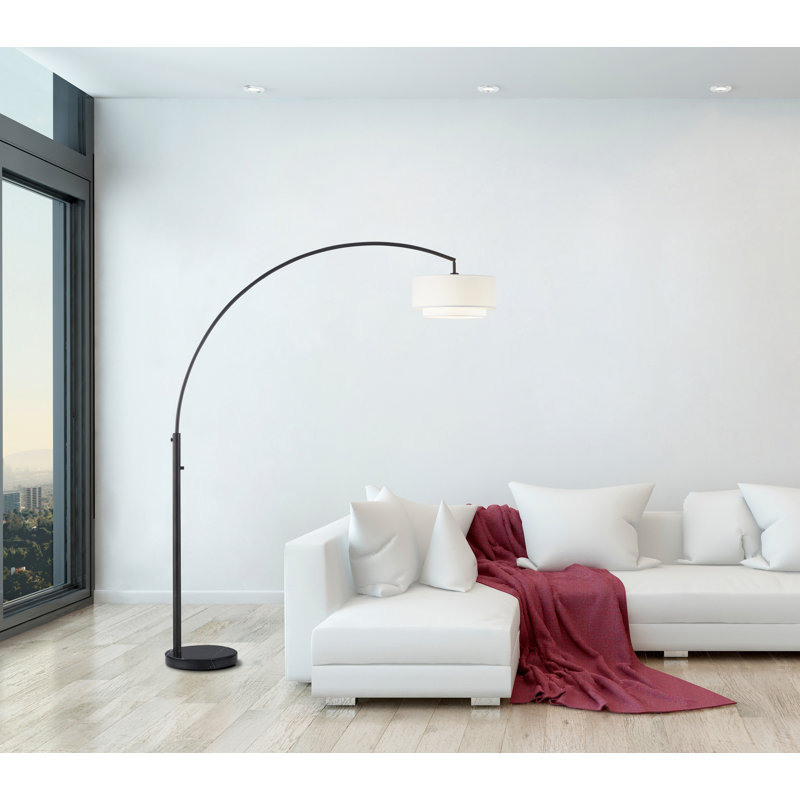 82'' Black Marble Arched Floor Lamp, White