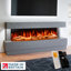Raphael Freestanding Electric Fireplace Suite | Textured Stone Effect | 1500mm 3-Sided Led Electric Fire with Panoramic Flame | Remote & App Control | Led Side Lighting-842700397