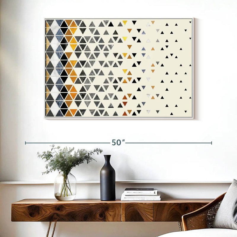 Triangle de folie, Cadre flottant blanc, 40 po x 27 po