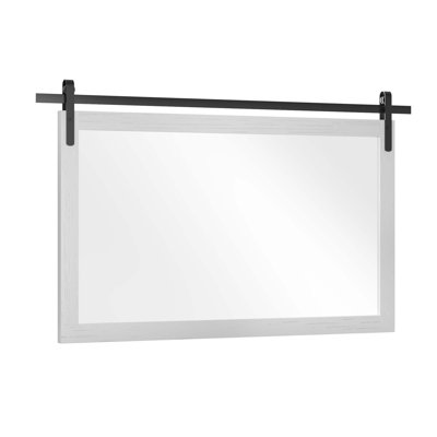 Rectangle Solid Wood Modern Farmhouse Accent Mirror  Flat Wall Mirror