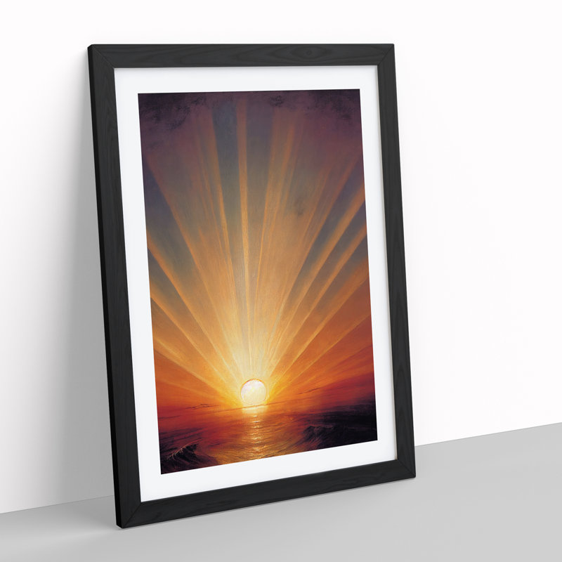 Tranquil Sunset - Single Picture Frame Painting, 64cm H x 46cm W x 2cm D, Black Framed