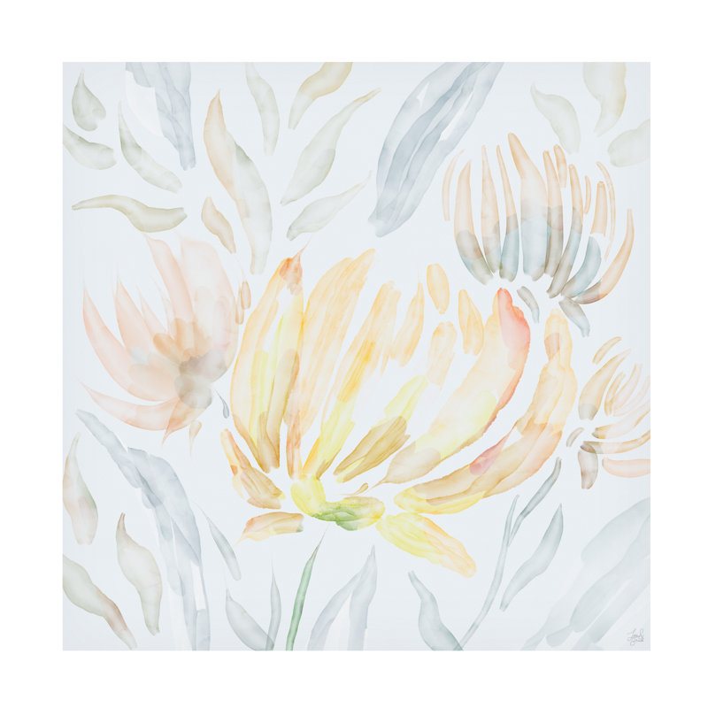 «Line and Brush Watery Florals», art sur toile, H 14 po x l 14 po