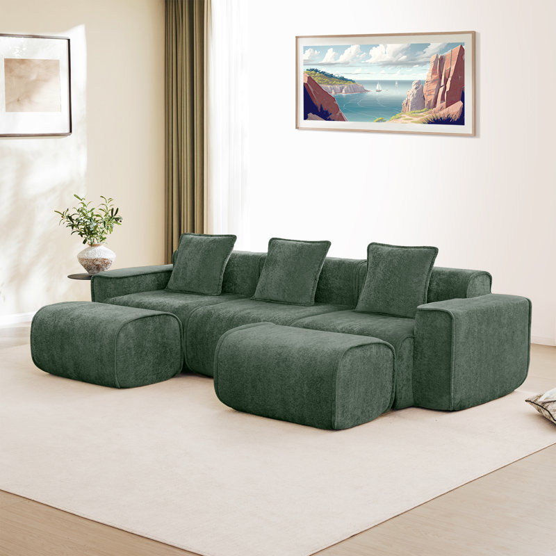 Canapé modulaire Boneless, H 31,1 po x l 108,66 po x P 59,84 po, 5, Vert