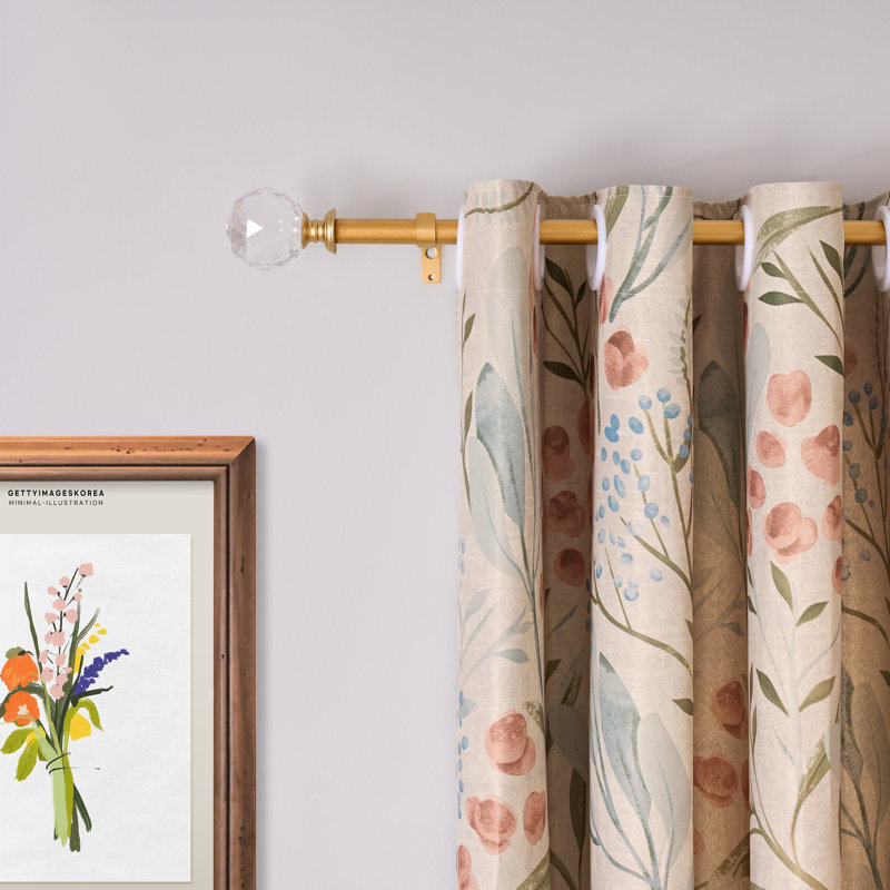 Jadlynn Adjustable Overall Width x 0.75'' Diameter Single Curtain Rod, 48" - 86", Gold