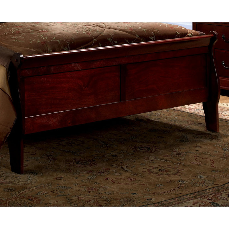 Grand lit en bois de cerisier massif, style transitionnel pour la chambre à coucher, pieds de support et cadre de lit anglais, pièce de chambre à coucher avec base requise