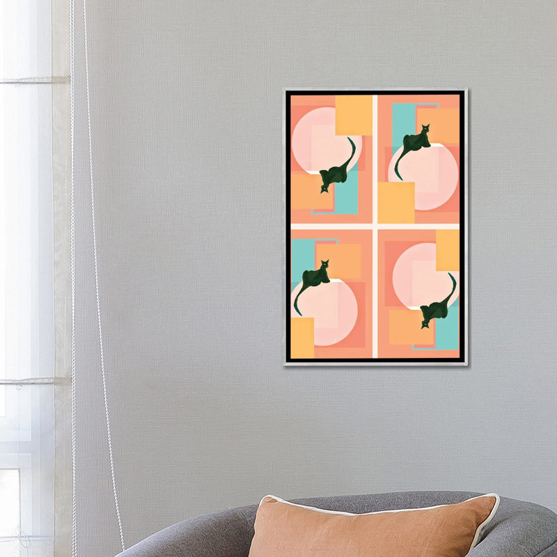 «Tangerine Geometric Jaguar», reproduction d'art sur toile encadrée, H 26 po x l 18 po, Argent argent