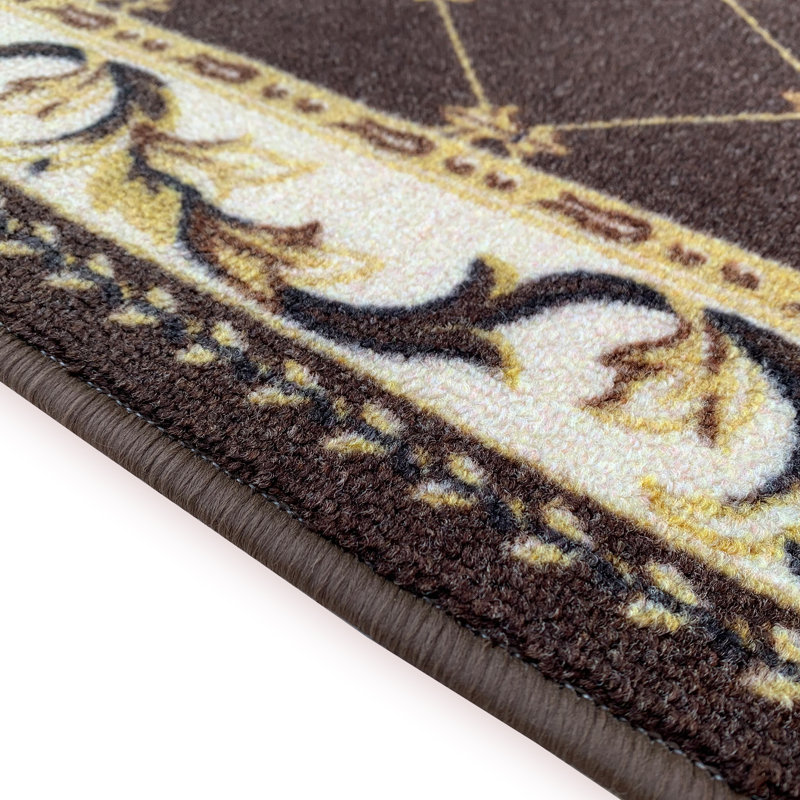 Tapis touffeté à motif géométrique brun Omri, Tapis de couloir 2 pi 2 po x 20 pi