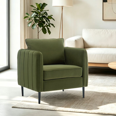 Chaise d'appoint moderne en velours, fauteuil capitonné avec pieds en métal et chaise de réception simple rembourrée