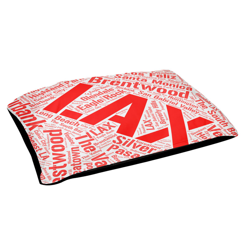 Oreiller rectangulaire designer, Petit L 28 po x l 18 po, Rouge, Los Angeles