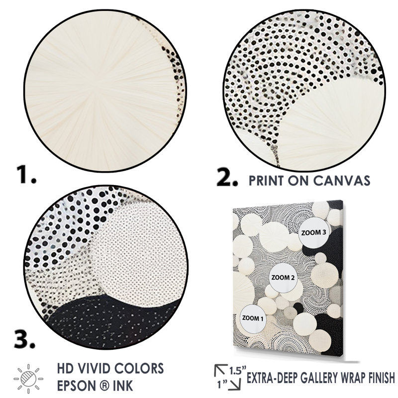 Abstrait corail noir et blanc abstrait V - reproduction d'art sur toile abstraite, Toile tendue, H 32 po x l 24 po