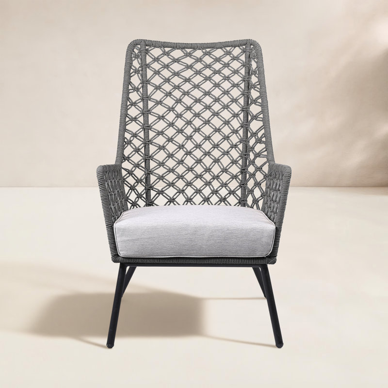 Chaise de patio avec coussins Mikah Charnece, gris