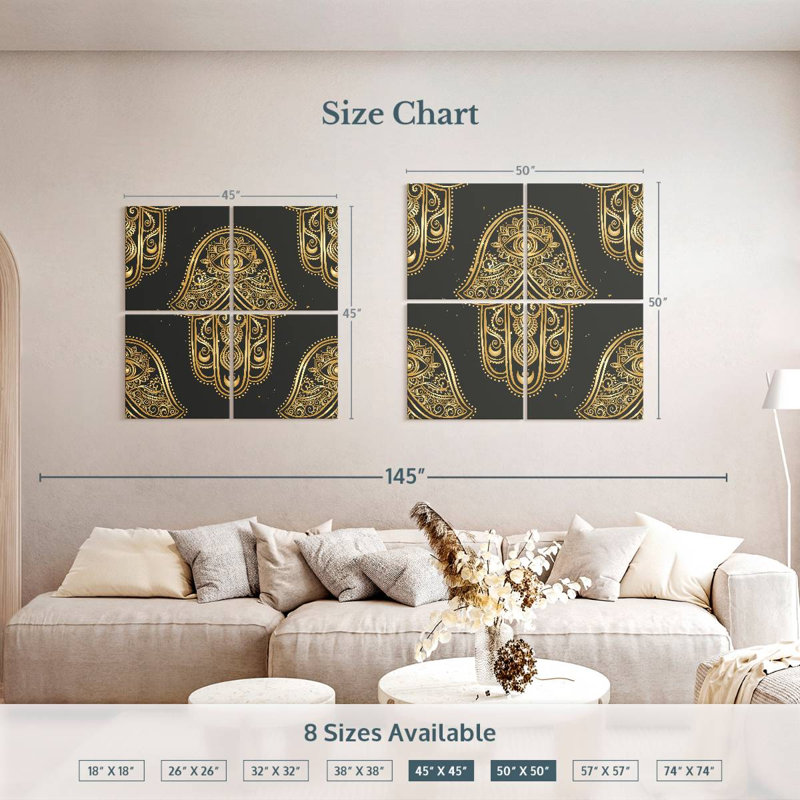 Kerrick Ornamental Gold Hamsa, 50" H x 50" W