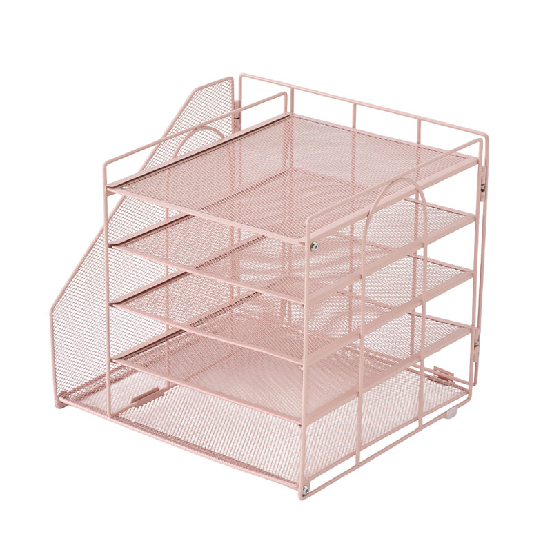 Metal Desk Organiser, Pink