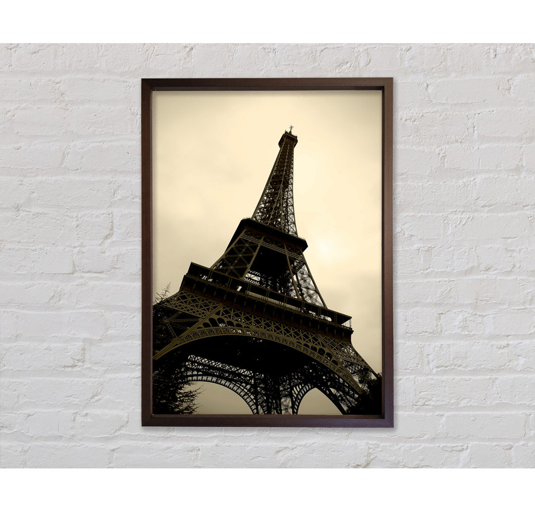 Paris Eiffelturm Sepia - Einzelner Bilderrahmen Kunstdrucke auf Leinwand