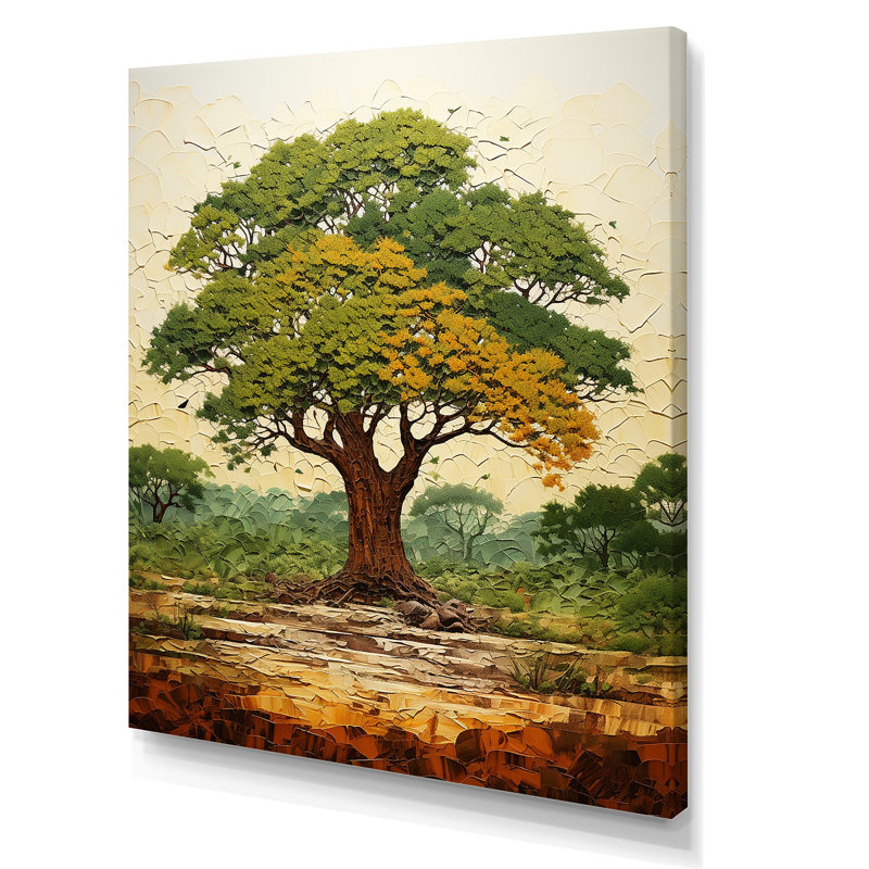 Baobab Majesty - arbre, art mural africain, Toile tendue, H 20 po x l 12 po x P 1 po