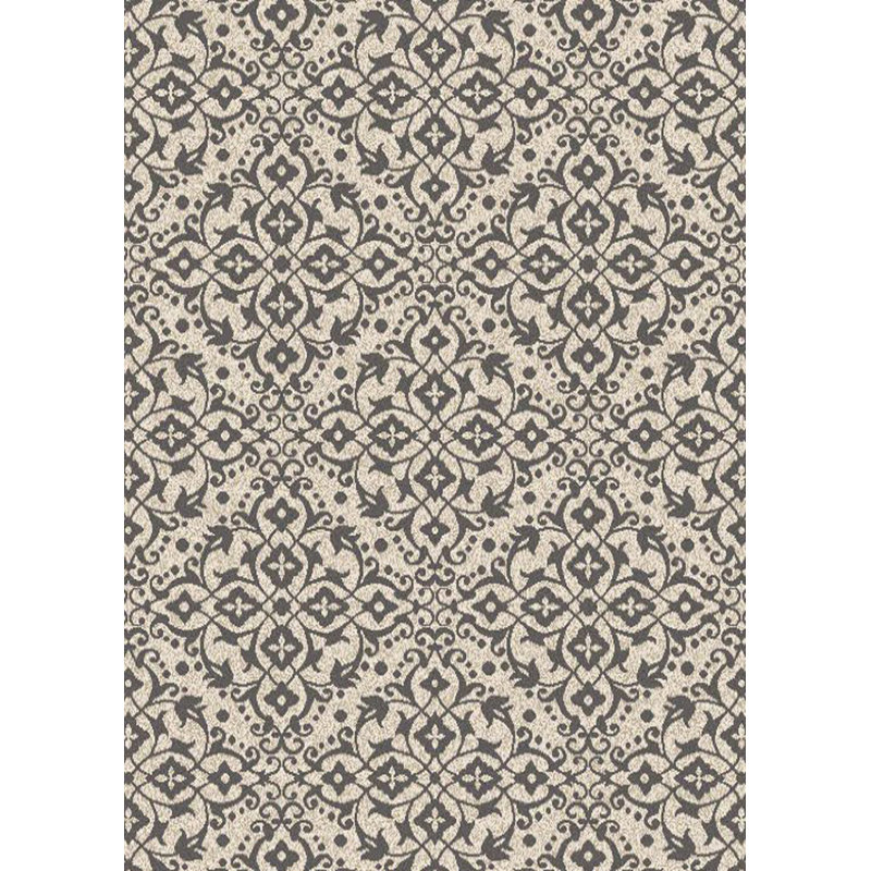 Ikat Ivoire gris Tapis décoratif, Rectangle 5 pi 3 po x 7 pi 3 po