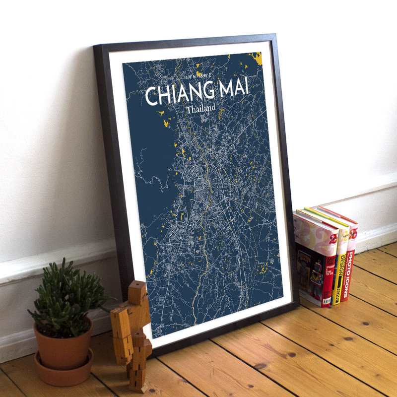 Chiang Mai City Map - No Frame Print, 91.4cm H x 61cm W x 0.13cm D