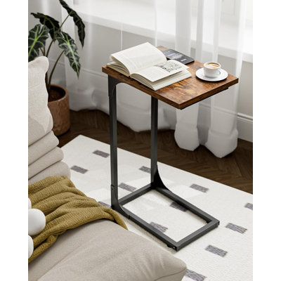C-Shaped Kurt With Metal Frame - Small Sofa End Table For Living Room, Waterproof Scratch Resistant Tray Desk For Bedroom & Small Spaces, Modern Accent Stand