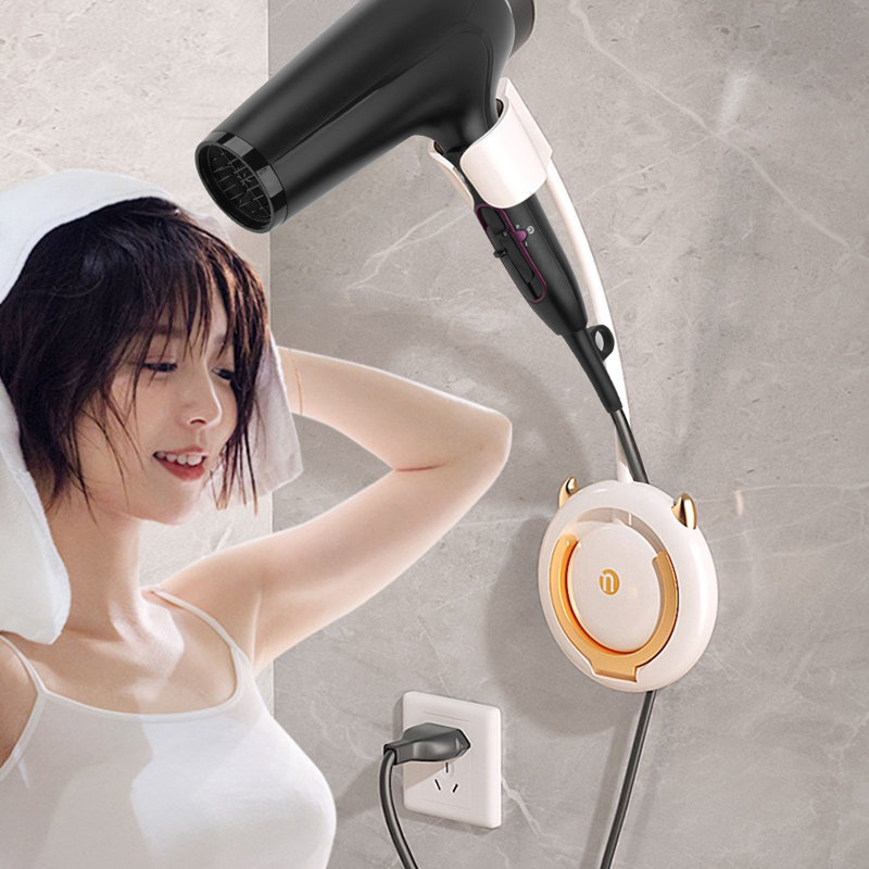 Lazy Hair Dryer Rack With Rotating Bracket, Hands- Hair Dryer Rack, Wall-mounted Hair Dryer Rack, Adhesive Wall-mounted Hair Dryer Rack, Save Bathroom Space