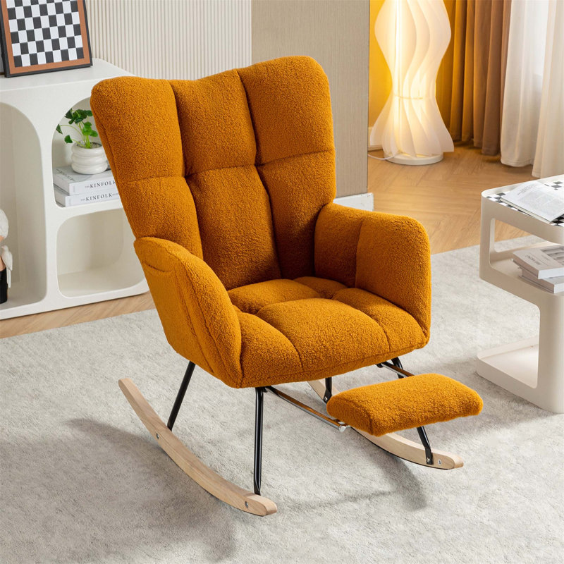 Chaise berçante en tissu Teddy, Caramel Teddy