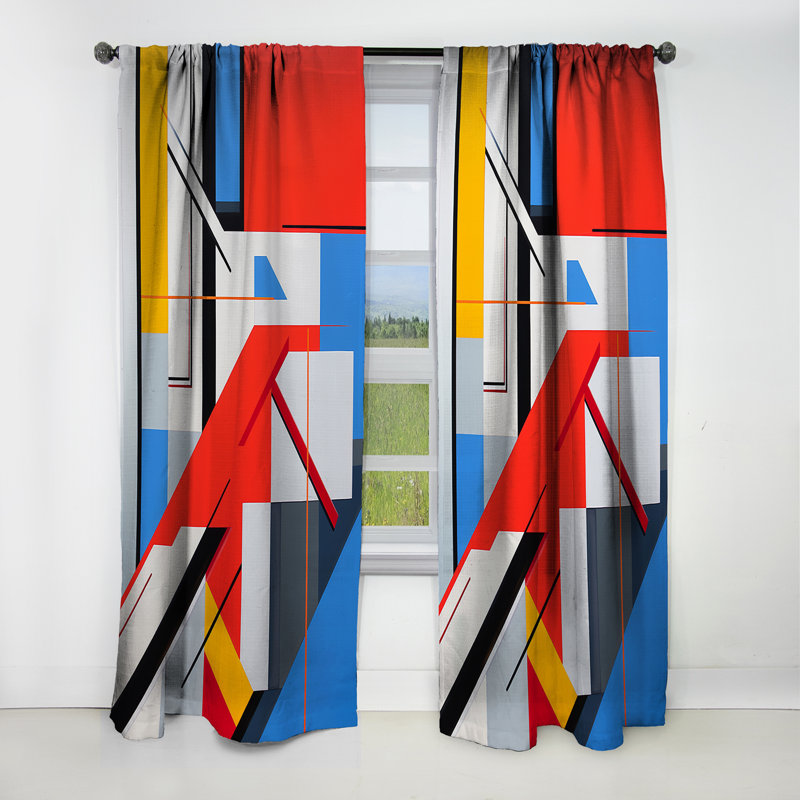Varick - Abstract Curtain - Blackout Geometric Curtain - 1 Panels, L 52 po x L 63 po