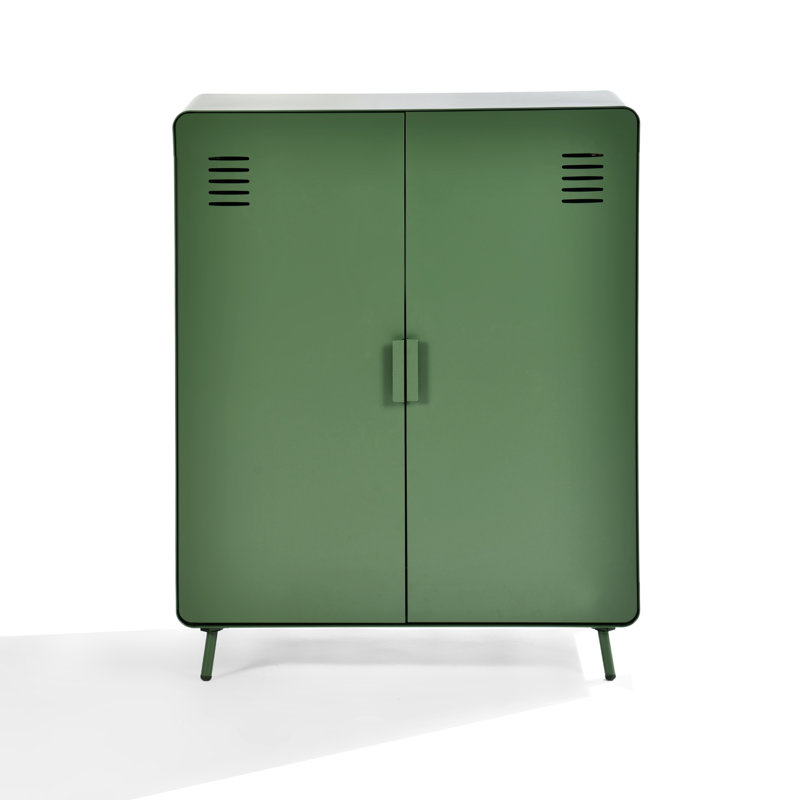 Armoire d'appoint en métal 2 portes avec tablettes réglables, armoire de rangement autoportante moderne pour le salon, la cuisine ou le vestibule