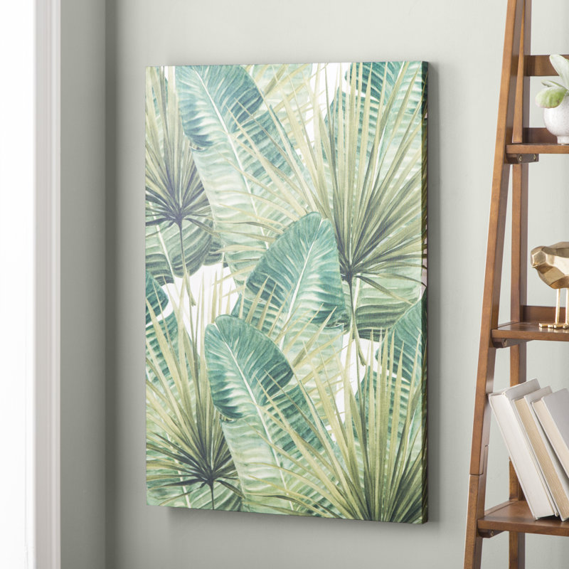 Green Palm Leaves - Wrapped Canvas Print