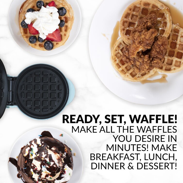2 Pack 4 Mini Personal Electric Waffle Maker, Hash Browns, French Toast  Grilled Cheese, Quesadilla, Brownies, Cookies Breakfast Lunch Maker Machine